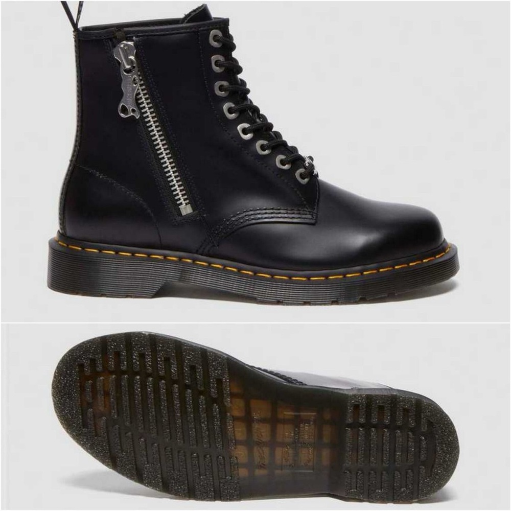 Dr. Martens 1460 Smooth Leather Zip/Lace-up Boots Black